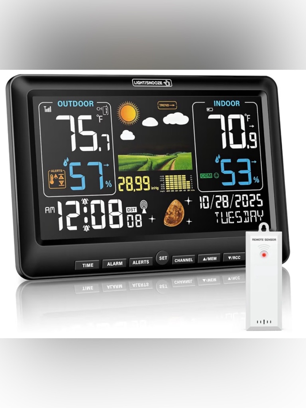 BluSon Weather Station Wireless In/Outdoor Thermometer Color Display Black New